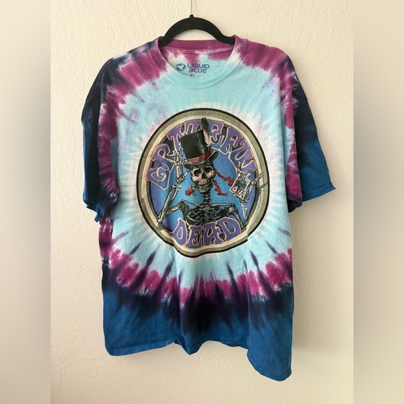 Vintage 1999 Grateful Dead TShirt XL Tie Dye Liquid Blue Queen of Spades 2 Side - Picture 6 of 6
